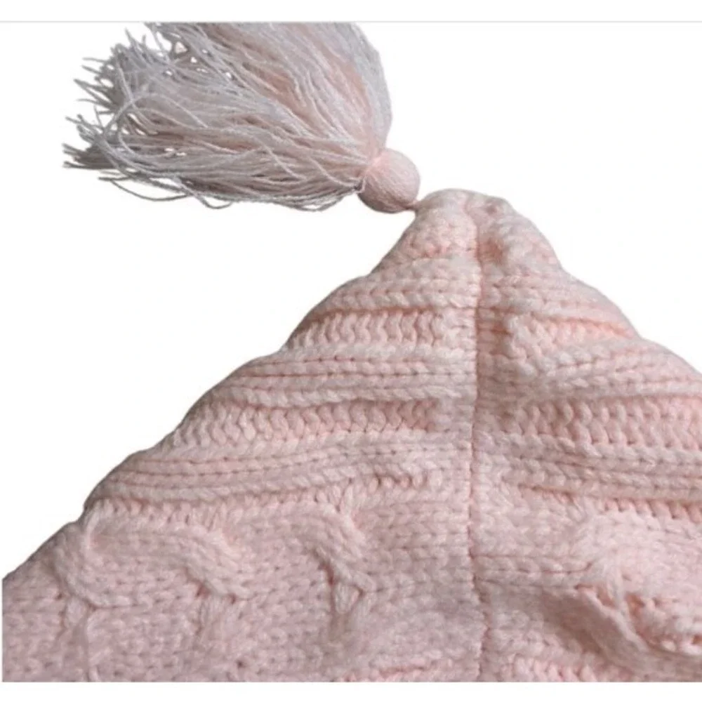 Cable Knit Cozy White Side Button Bunting with Hood